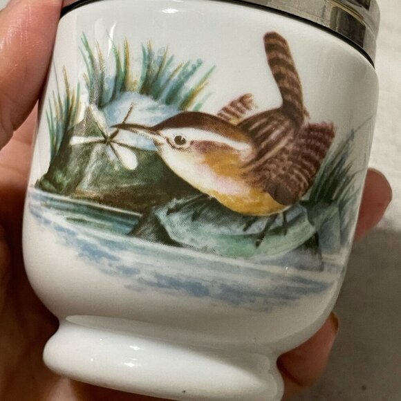 Vintage Royal Worcester Wild Birds Porcelain Covered Egg Coddler Made in England - Picture 4 of 9